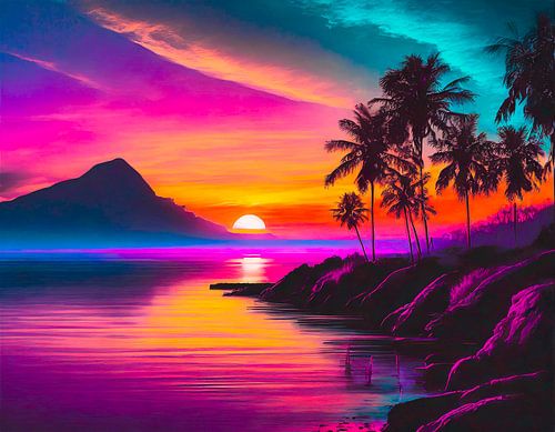 Landscape with neon colours