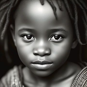 Realistisches Portrait Afrikanisches Kind Schwarz und Weiß 2 von All Africa