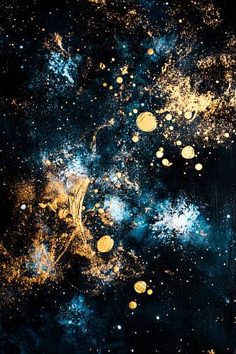 Cosmos abstrait avec accents dorés