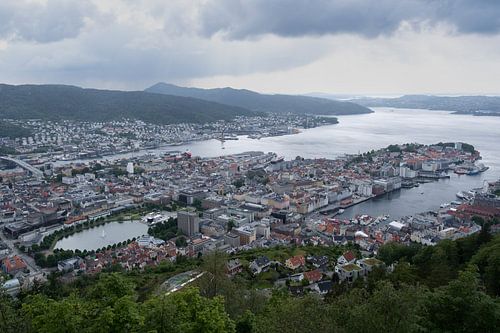 La merveille de Bergen depuis le panorama de Fløyen, Norvège