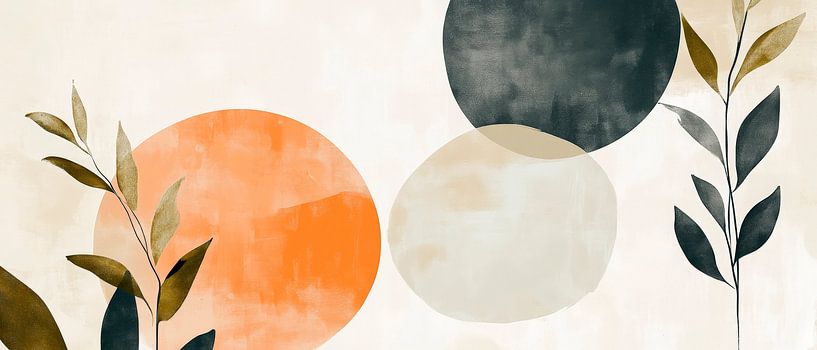 Gekleurde cirkels en zachte plantenlijnen van Poster Art Shop