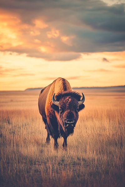 Bison on the prairie by Poster Art Shop