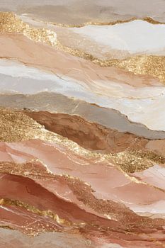 Warm abstract schilderij - warme lagen met goud