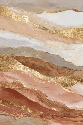 Warm abstract schilderij - warme lagen met goud