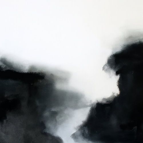 Modern abstract landscape in black and white