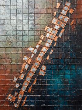 Industrial Abstract Grid: Warm tones with Copper by STUDIO MINIMAL ART