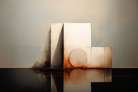 Abstraktes räumliches Zusammenspiel zwischen einem Kreis und einem Dreieck von Ton Kuijpers