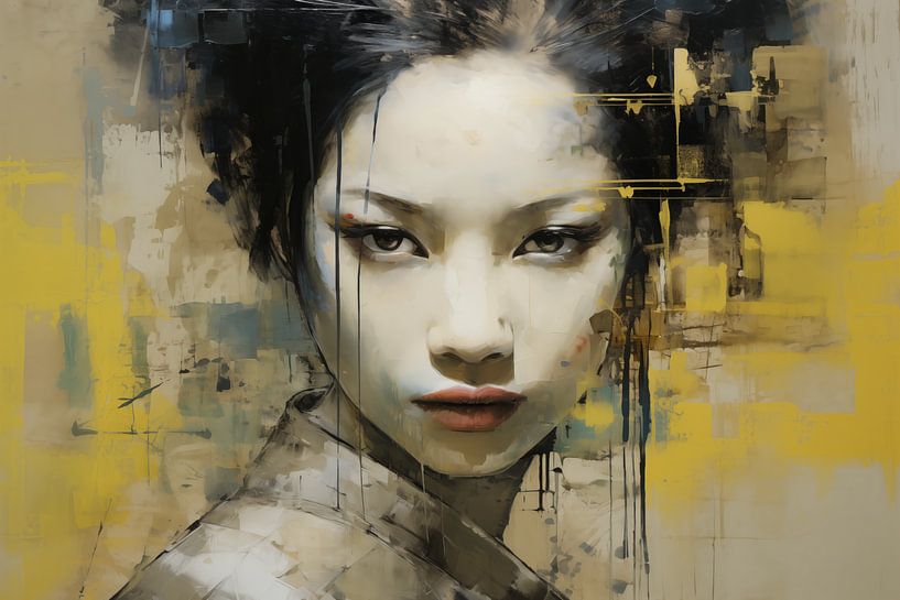 Golden Vision: Die Tiefe des Blicks einer Geisha&#039;s von Emil Husstege
