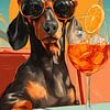 Teckel avec un Aperol Spritz sur Lauren Wilde