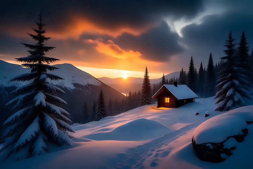 Hill in the evening gold by Jean Pierre