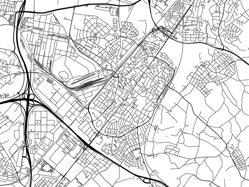 Map of Geleen in Black and Wite by De Kaartenwinkel