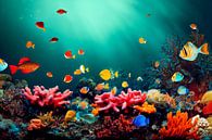 Ozean Unterwasserwelt mit Korallen und Fischen Illustration 01 von Animaflora PicsStock Miniaturansicht