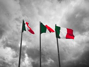 Driemaal de Italiaanse vlag in selectieve kleur
