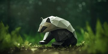 Toile murale en origami : cravate noire sur Surreal Media