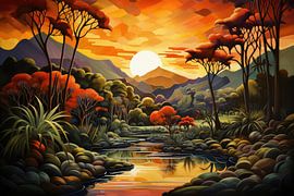 Bizarre surreale Art-déco-Landschaft eines fremden Planeten von Art Bizarre