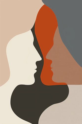Abstracte Menselijke Profielen in Harmonieuze Kleuren