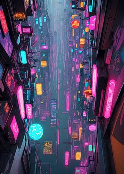 abstracte cyberpunk stad van jauhari picture graphic
