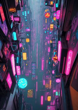 abstracte cyberpunk stad