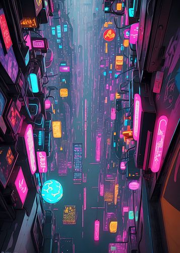 abstracte cyberpunk stad