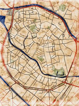 Kaart van Mechelen centrum in de stijl 'Serene Summer' van Maporia