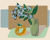 Blauwe bloem in vaas van Sabrina Cools thumbnail
