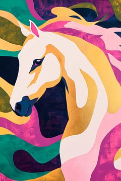 Kleurrijk paardenportret met krachtige kleuren van Poster Art Shop