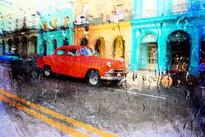 Classic car rijdt door de straten van Havana in Cuba. Wout Kok One2expose