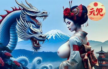Geisha met draak erotiek van Egon Zitter