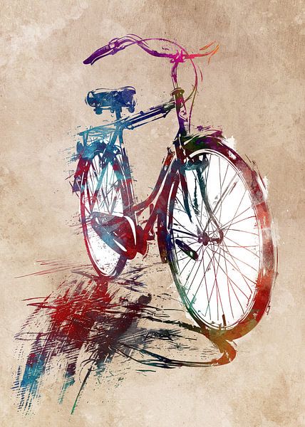 Poster Fietsen geparkeerd op een brug in Amsterdam, Nederland