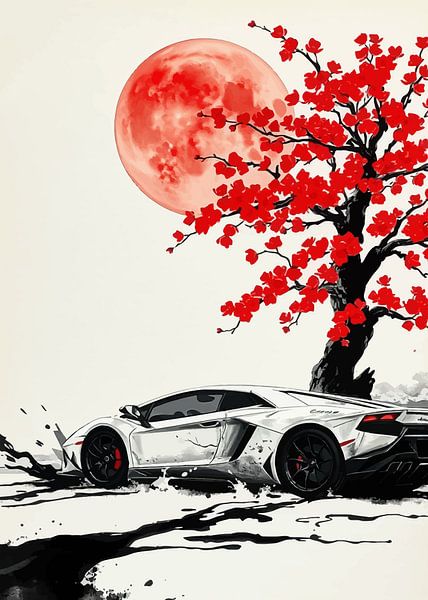 La Lamborghini Aventador Sumi-e par MIROKKU