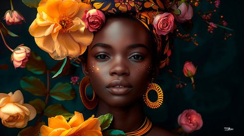 afrikaanse vrouw met bloemen