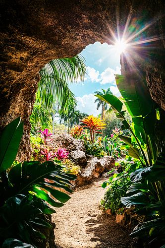 Tropisch paradijs door rotsopening