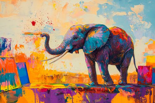 Kleurrijke olifant op gekleurde achtergrond