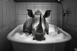 Rhinoceros in the bathtub - A unique bathroom picture for your WC by Poster Art Shop