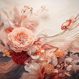 Fleurs sous-marines en tissu