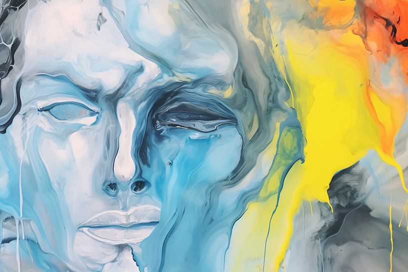 Emotionale Abstraktion in Blau und Gelb von Art & Soul Creations