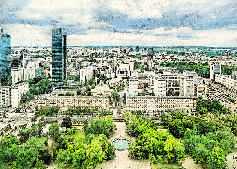 Warschau aquarel kunst #warsaw van JBJart Justyna Jaszke