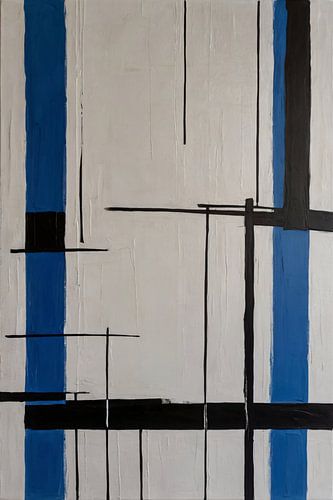 Minimal art met blauw en zwart