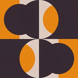 Retro shapes V in yellow, black and off white. Modern abstract geometric art by Dina Dankers