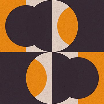 Retro-Formen V in Gelb, Schwarz und Off-White. Moderne abstrakte geometrische Kunst von Dina Dankers