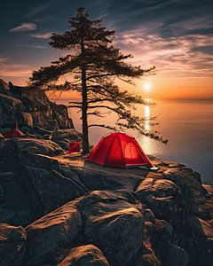 Camping im Sonnenuntergang