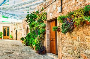 Décoration florale typique dans le village de Valldemossa à Majorque, Espagne