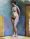 Staand vrouwelijk naakt in de studio, Rudolf Levy – 1910 van Atelier Liesjes thumbnail