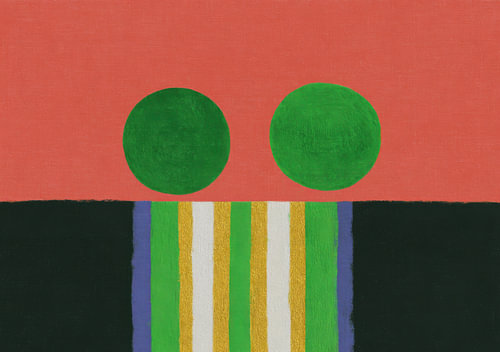 Geometric design featuring green circles and colourful stripes by Niklas Maximilian