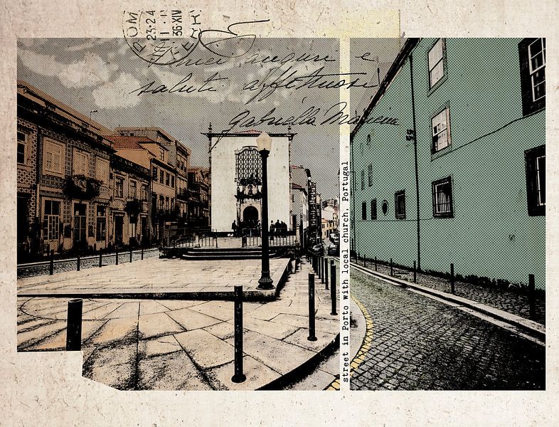 stylische Retro-Postkarte von Porto von Ariadna de Raadt-Goldberg