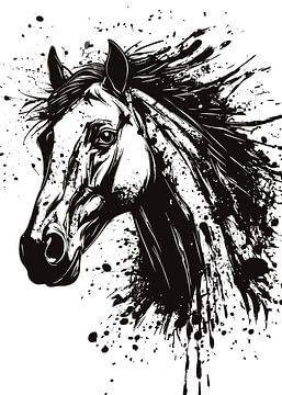 Expressive horse portrait in black and white by Pixelbull Design