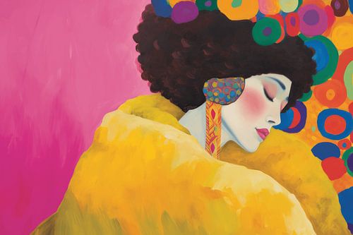 Portrait coloré dans le style de Gustav Klimt et Hilma af Klint