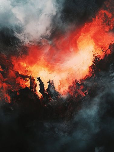 Dramatische lucht in rood en grijs