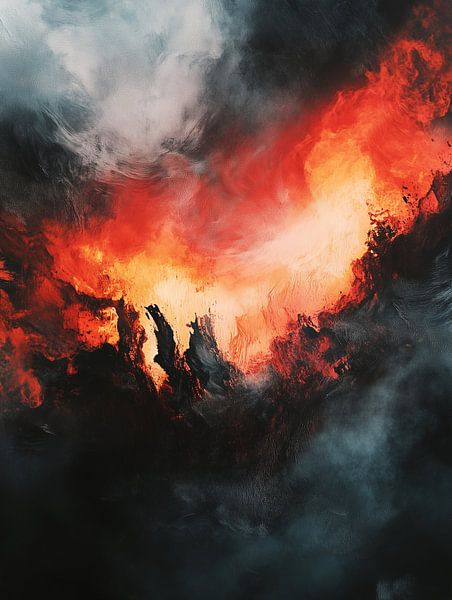 Dramatische lucht in rood en grijs van artefacti