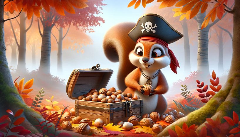 L'écureuil pirate trouve son trésor de noix par artefacti